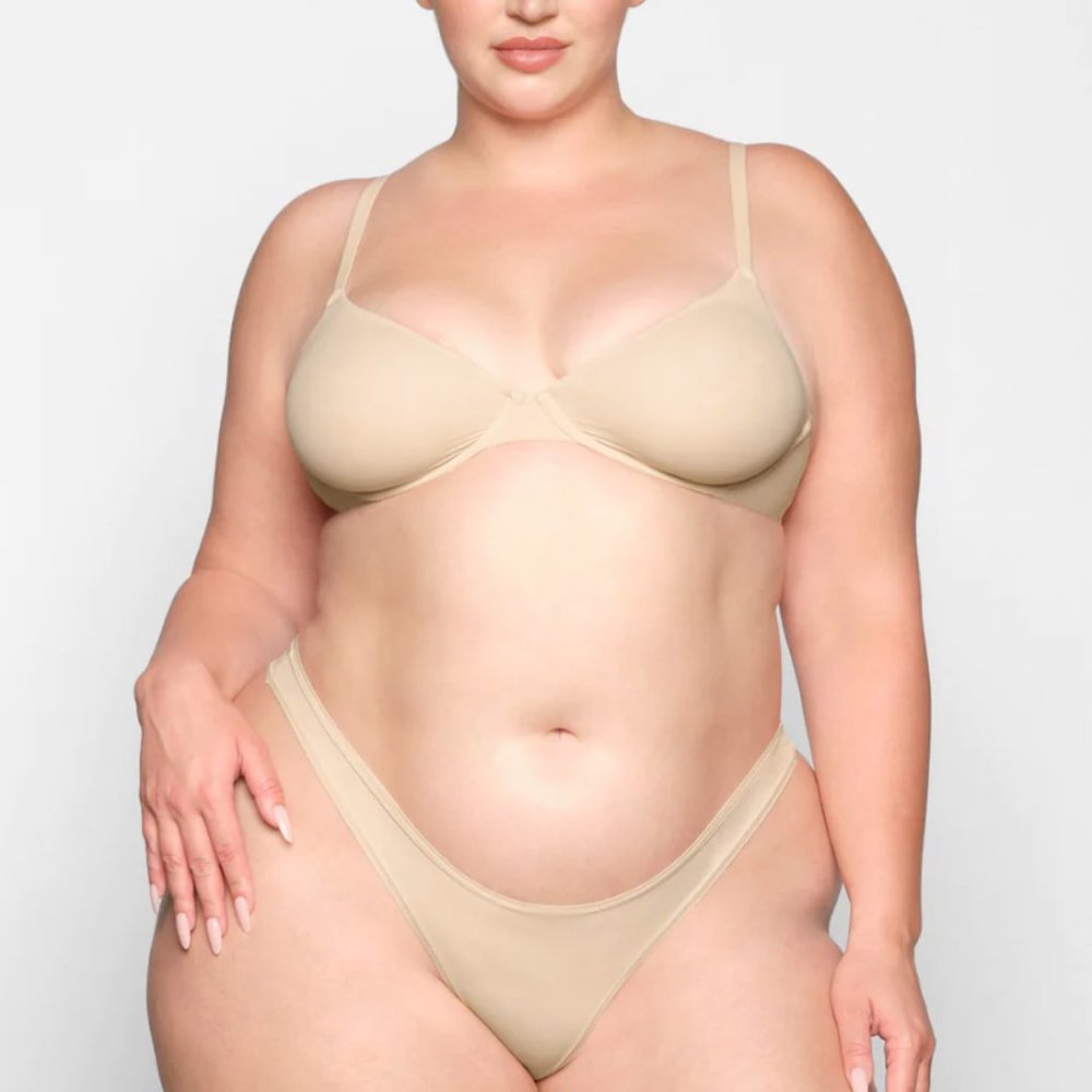 SKIMS Fits Everybody Unlined Underwire Bra in Mica (Size 32A)